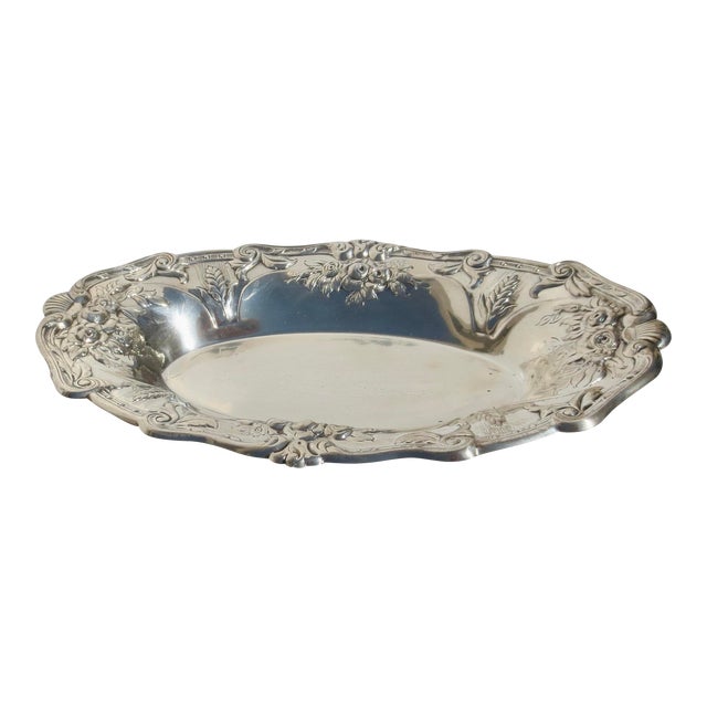 Fisher Sterling Silver Bread Tray Circa 60s For Sale