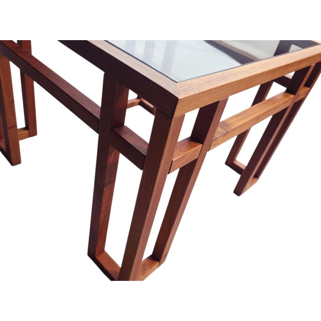 Wood Danish Modern Teak Geometric Glass Top Table, 1960s–70s For Sale - Image 7 of 9