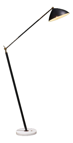 Floor Lamp in Black Lacquer and Marble with Brass Stem from Stilux Milano, Italy, 1960s