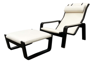 Set of Mid-Century Modern Pulkka Lounge Chair and Footstool by Ilmari Lappalainen for Asko, Finland, 1960s