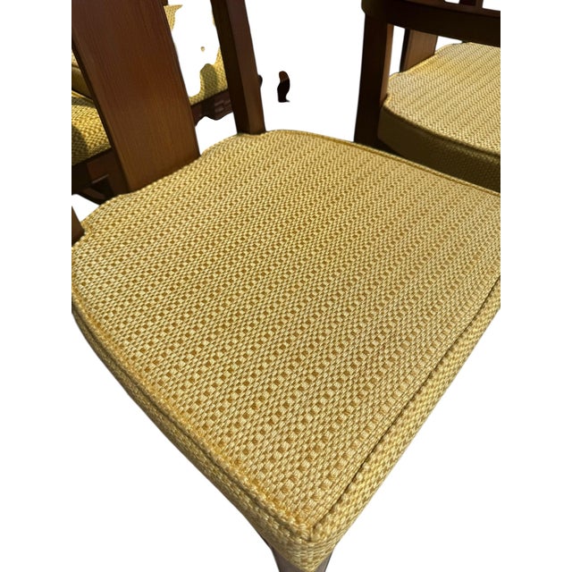 Wood Mid-Century, Asian-Inspired Dinning Chairs With Carved Details For Sale - Image 7 of 11