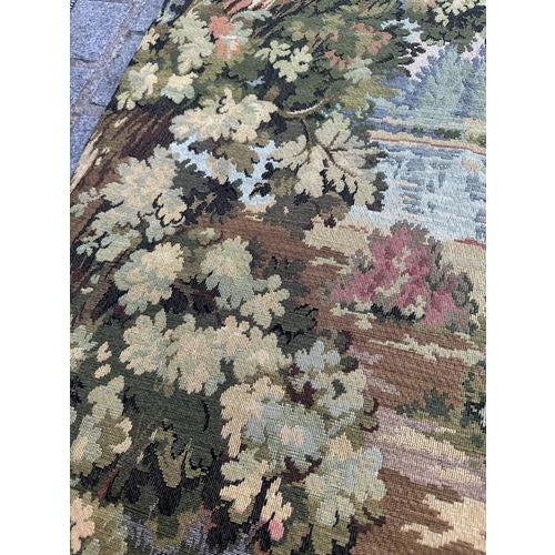 Vintage French Jacquard Tapestry with Hunters and Hounds in the style of Aubusson, 1970s For Sale - Image 13 of 18