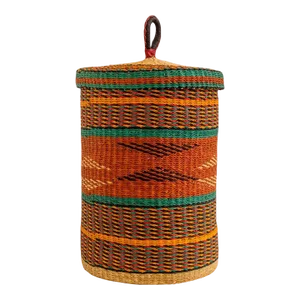Large Ghana Burnt Orange Laundry Basket Hamper Basket Home Decor Basket With a Lid