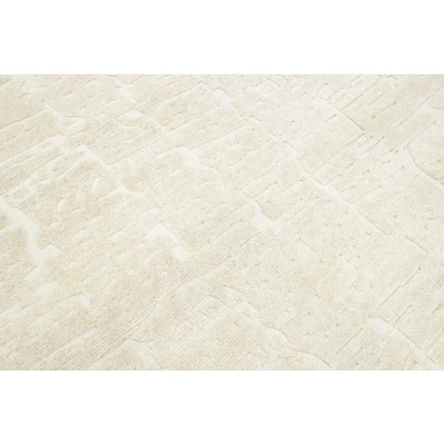 Ivory Minimalist Contemporary Moroccan Style Wool Rug in Ivory by Apadana For Sale - Image 8 of 9