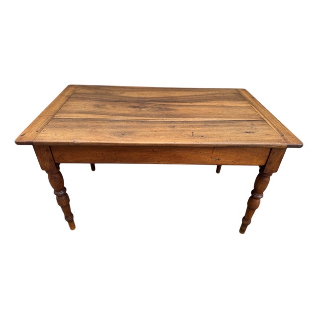 Walnut Farmhouse Table with Drawers For Sale