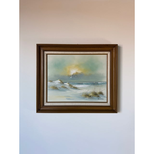 Vintage Remington Coastal Seascape Oil on Canvas Painting – Framed For Sale - Image 4 of 11