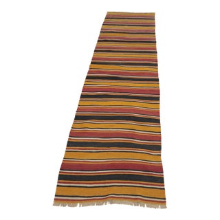 1970s Turkish Orange Striped Runner Rug For Sale
