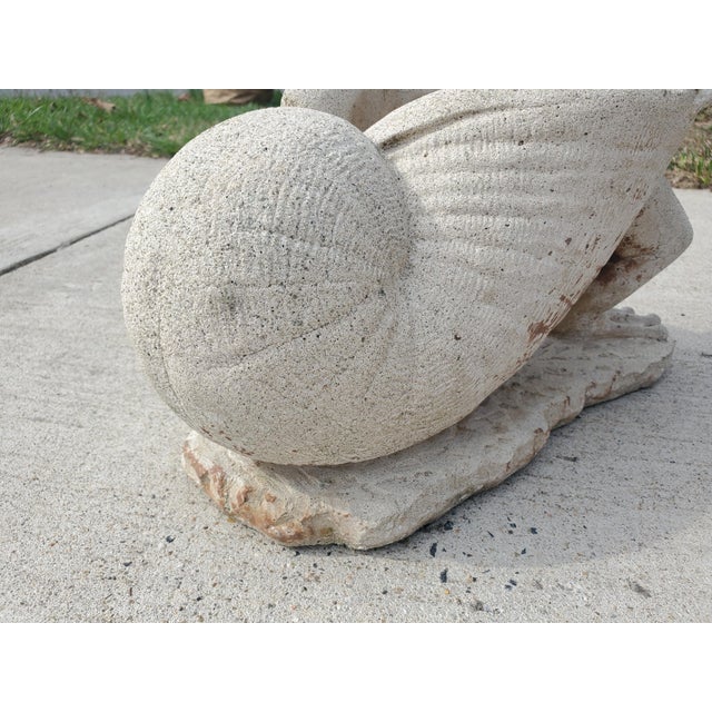 1980s Whimsical Outdoor Cast Stone Planter of Frog Pulling a Snail Shell For Sale - Image 4 of 11