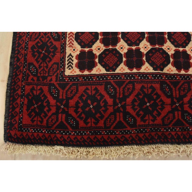 Baloch Rug 2’11” X 5’2” Beige Wool Vintage Tribal Hand-Knotted Oriental Carpet For Sale - Image 9 of 12