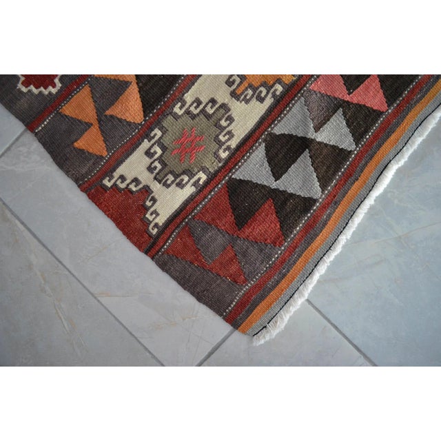 Handmade Turkish Kilim Rug Barak Design Area Rug - 6'1" X 9'1" For Sale - Image 9 of 12