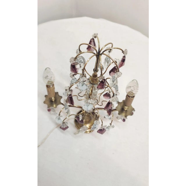 Bronze & Crystal Table Lamp, France, 1940s For Sale - Image 4 of 17