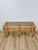This vintage rattan console table showcases an intricate woven lattice pattern along its apron, offering the kind of hand-...