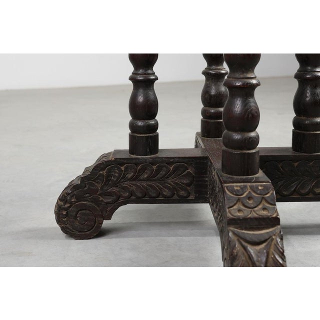 Brown Baroque French Rustic Side Table in Oak, 1850s For Sale - Image 8 of 11