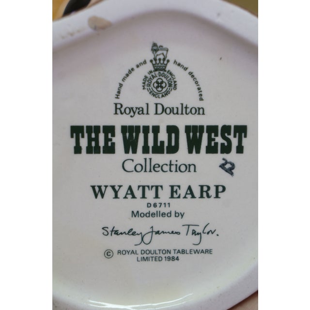 American Royal Doulton Wyatt Earp Wild West Mustache Revolver Toby Character Jug For Sale - Image 6 of 11