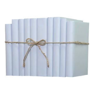 Decorative Books - Pale Sky Paper Wrapped Book Bundle - 1 Foot of Blue Books For Sale