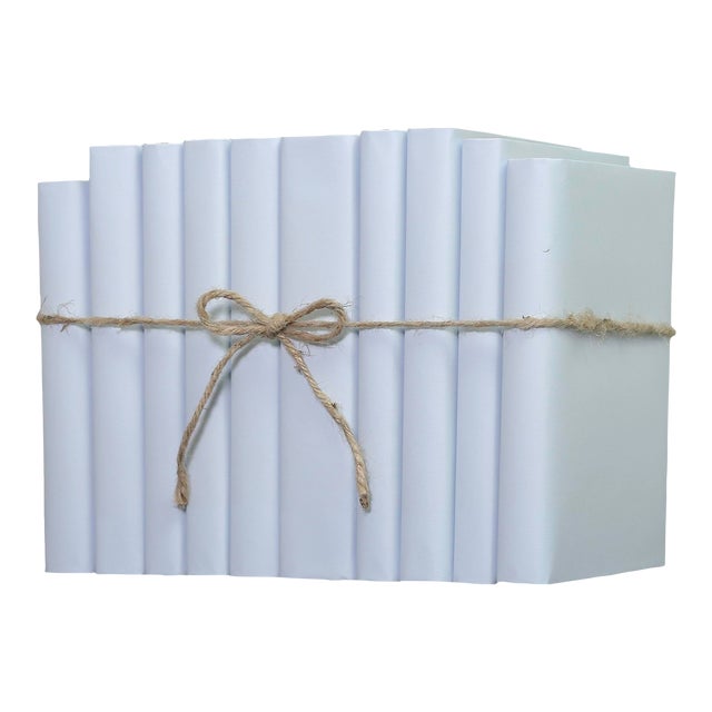 Decorative Books - Pale Sky Paper Wrapped Book Bundle - 1 Foot of Blue Books For Sale