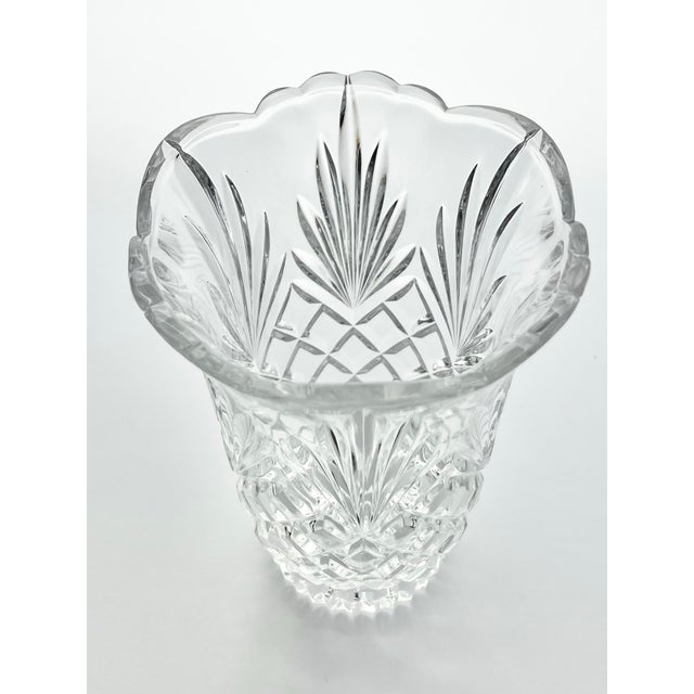 Vintage Tulip Flared Scalloped Footed Crystal Vase For Sale - Image 4 of 7