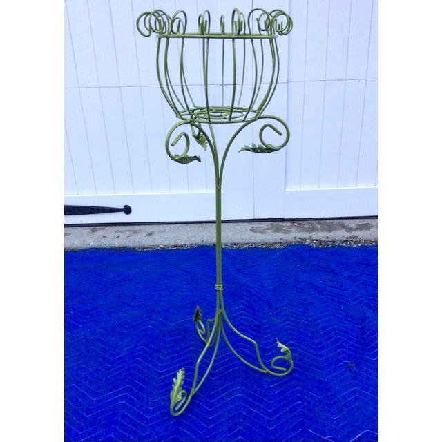 Tall Vintage Metal Salterini Style Plant Stand With Leaf Form in Fresh
