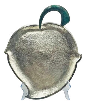 1960s Hammered Silver Tray With Malachite Handle by Los Castillo, Mexican Modernism