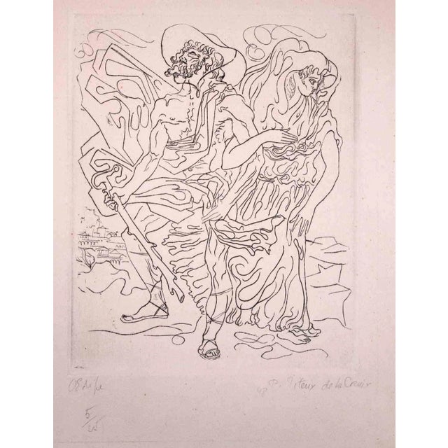 Paul Titeux de La Croix, Edipe, Original Etching, 1948 For Sale