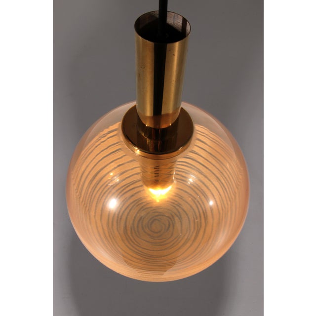 Mid-Century Modern Vintage Hanging Lamps in Amber Glass from Glashütte Limburg, 1960s, Set of 4 For Sale - Image 3 of 13