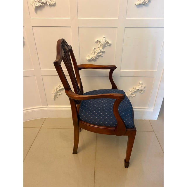 Antique Mahogany Shield Back Dining Chairs and Carvers, 1920, Set of 12 For Sale - Image 6 of 18