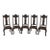 Antique Jacobean Revival Dining Chairs, Set of 5, Carved Wood & Embossed Leather For Sale