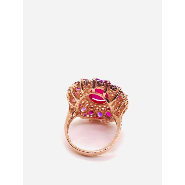Bochic “Capri” Vintage Ruby, White Topaz & Amehtyst Ring — 18K Gold & Silver For Sale - Image 9 of 11