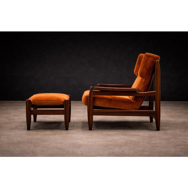 Alexandre Rapoport Brazilian Rosewood Armchair With Ottoman in Burnt Caramel Mohair, Brazil, 1960s For Sale In New York - Image 6 of 17