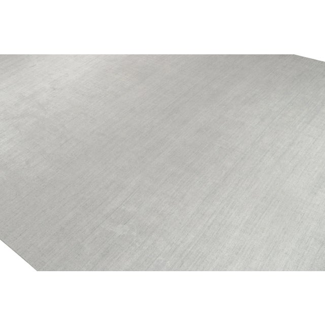 Rug & Kilim 2010s Rug & Kilim’s Plain Modern Rug in Solid Silver-Gray Tone-on-Tone - 12x17 For Sale - Image 4 of 6