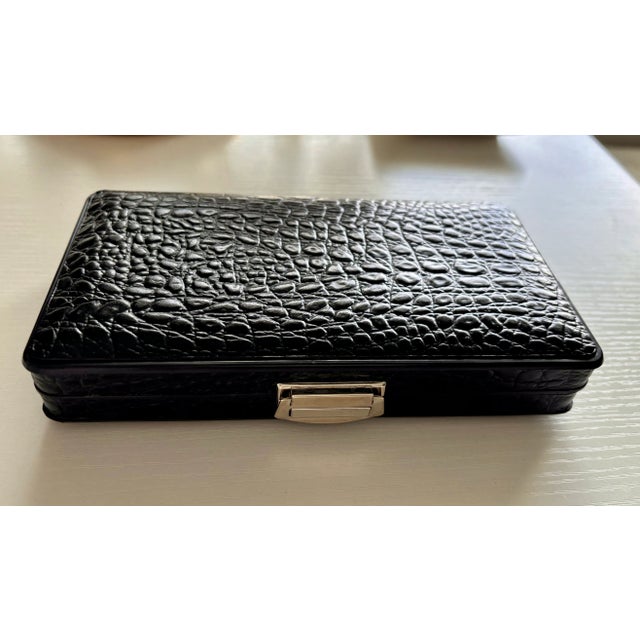 1990s Rostfreier Stahl Gentlemen’s Grooming Tools Kit - Manicure Set & Black Embossed Leather Travel Case / Stainless Steel, Germany For Sale - Image 12 of 12