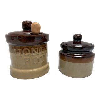 Midcentury Set of Two Americana Pottery Containers For Sale