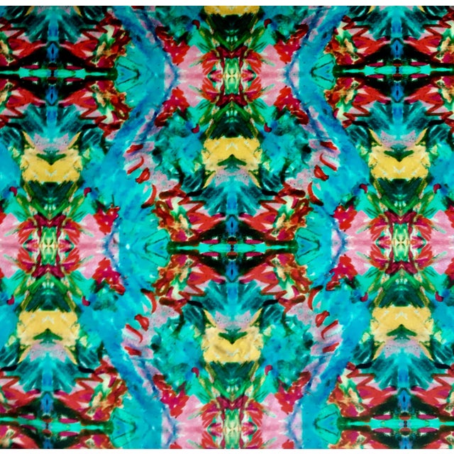 "Kaleidoscope" Brightly Colored Cotton Velvet Yardage After Jack Lenor Larsen - Sample Swatch - For Sale - Image 4 of 4