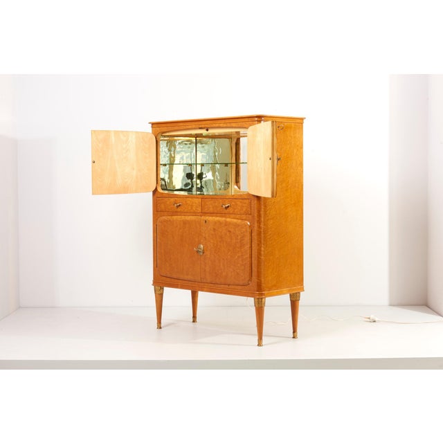 Brown Italian Birdseye Maple Bar Cabinet, 1950s For Sale - Image 8 of 18