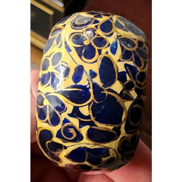 Vintage Hand-Painted Black Lacquer Napkin Rings Set of 4 Excellent Condition Dimensions: 1 5/8" D x 1.0" W