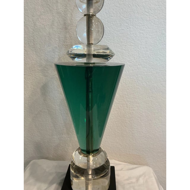 Plastic 1970s Van Teal Mid-Century Modern Green, Black & Gold Lucite Table Lamp For Sale - Image 7 of 12