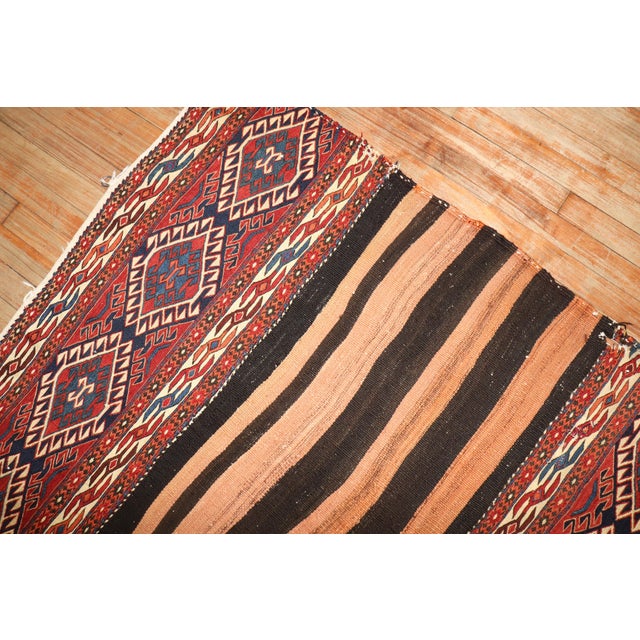 Red Antique Zabihi Collection Tribal Soumac Flatweave Rug - 6'9" x 10'7" For Sale - Image 8 of 10