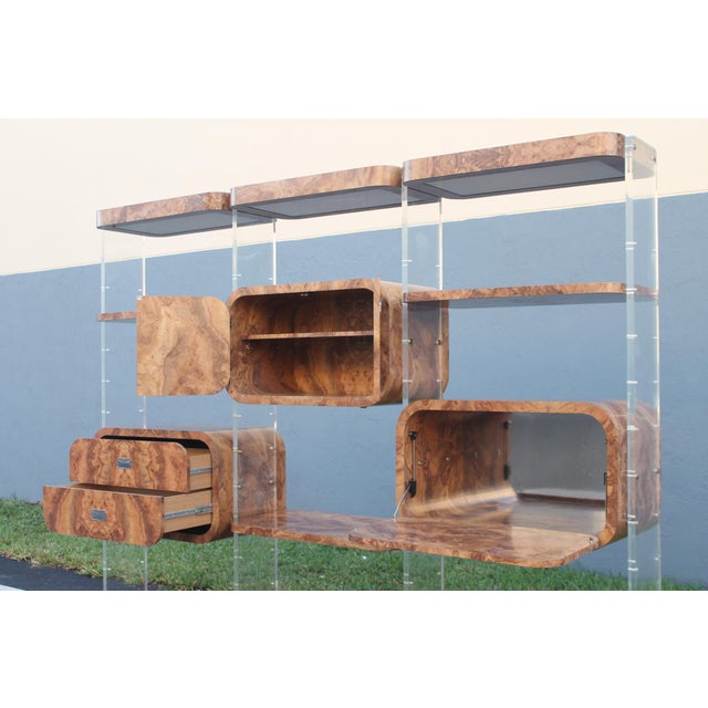 1970's Modern Lucite W/Melamine White Modular Room Divider/ Wall Unit For Sale - Image 9 of 13