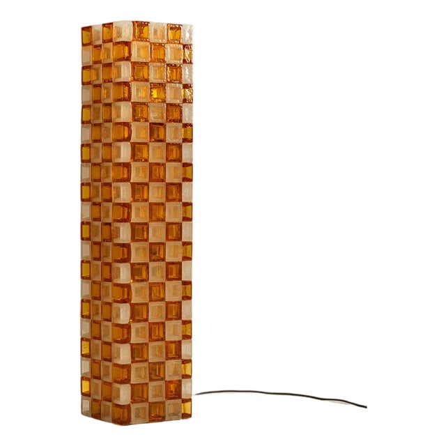 Floor Lamp in Amber and Crystal Pulegoso Glass from Poliarte, Italy, 1970s For Sale