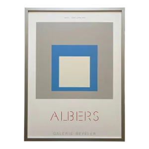 Josef Albers Vintage 1973 Modernist Fine Art Silkscreen Print " Homage to the Square " Framed Museum Exhibition Poster