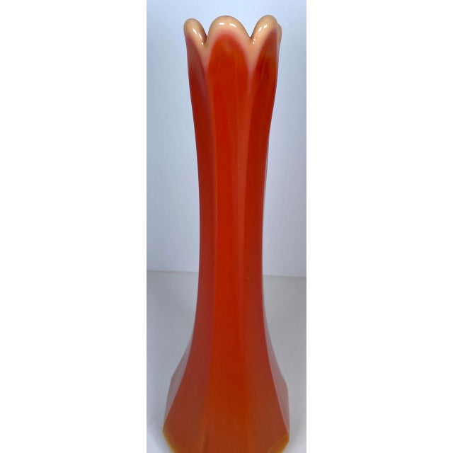 Pair of Bright Orange l.e. Smith Bittersweet Vases For Sale - Image 13 of 14