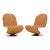 Pair of Mid 20th Century Documented Verner Panton Tan Tufted Leather 123 Lounge Chairs For Sale