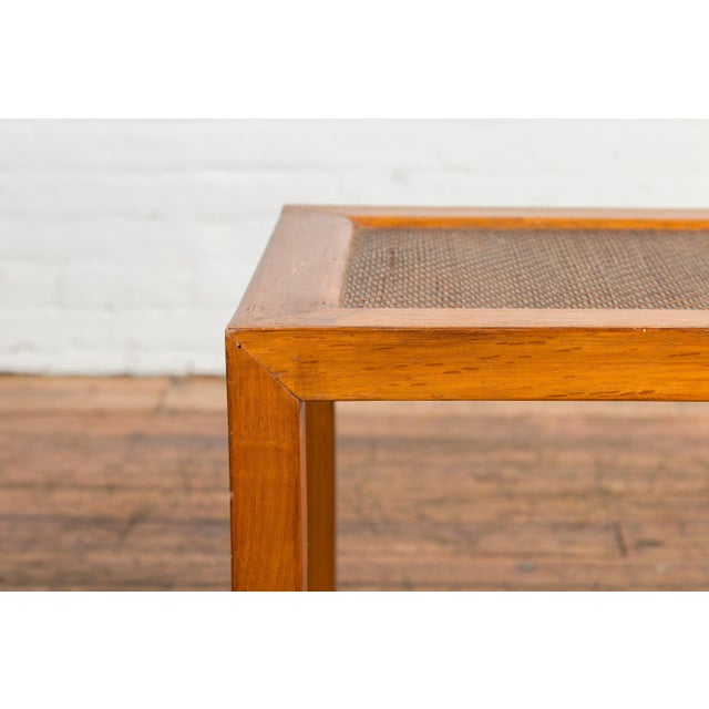 Wood Chinese 1900s Late Qing Dynasty Side Table or Stool with Rattan Inset Top For Sale - Image 7 of 13