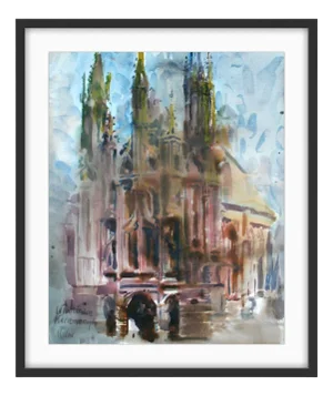 Włodzimierz Karczmarzyk, Vilnius: St. Anne's Church, 1986, Watercolor
