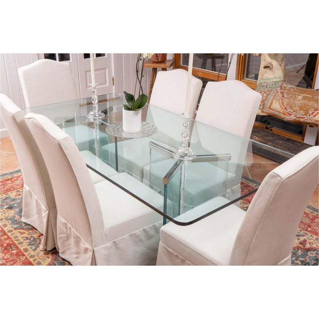 This 1970s authentic Model 6060 Pace Collection glass dining table by Irving Rosen is a mid-century classic. This...