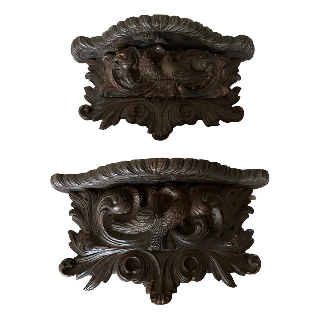 Small Carved Wooden Bird Consoles, Set of 2 For Sale