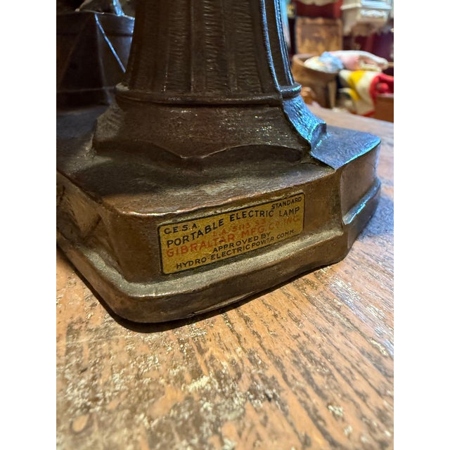 Ruby Red 1930s Gibraltar Art Deco Spelter Elephant Table Lamp With Ruby Red Glass Shade For Sale - Image 8 of 13