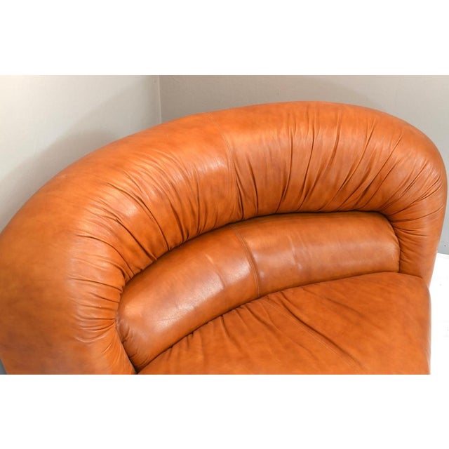 Corner Lounge Chair in Cognac Leather by Rossi Di Albizzate, Italy, 1970s For Sale - Image 6 of 8