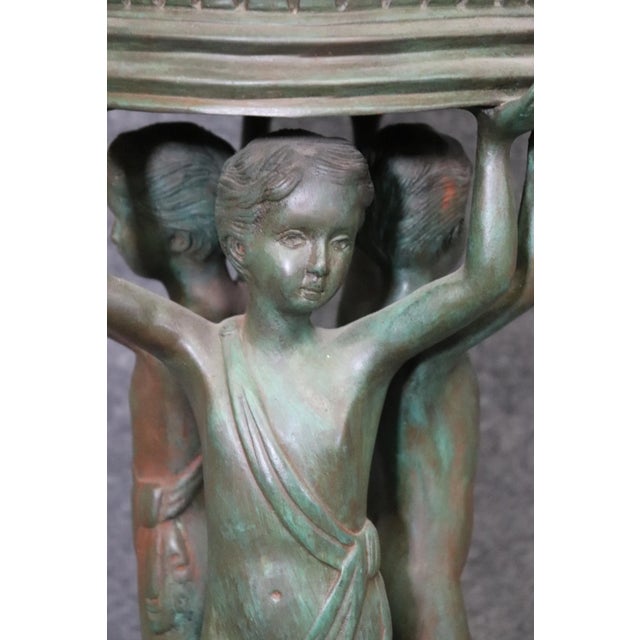 Large Verdigris Finished Cast Metal Figural Planters after Clodion - A Pair For Sale - Image 9 of 12