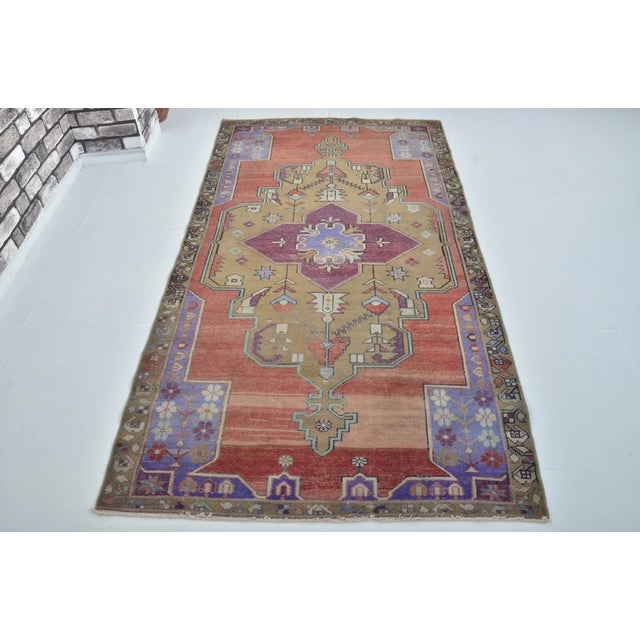Handmade wool carpet in Turkish Anatolia , Vintage Oushak Rug,Turkish Vintage Anatolian Rug, Handmade wool Rug . One Of...